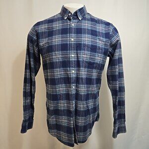 Schnaydermans Leisure Flannel Shirt Mens 39-40 15 1/2 Blue Plaid 100% Cotton